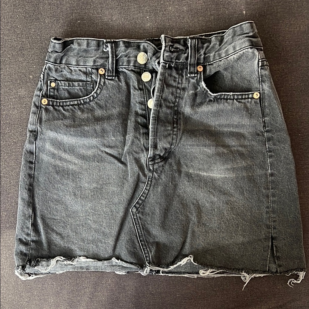 Black Denim Mini Skirt